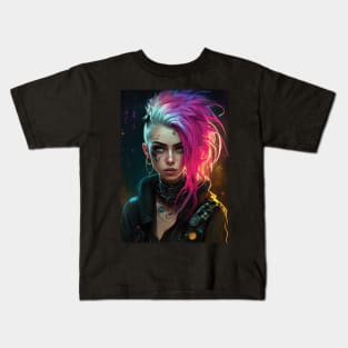 Cyberpunk Girls | Post-apocalyptic | Anarchist Streetwear | Punk Fashion | Colorful Punk Artwork | Tattoos and Piercings | Paint Splash Kids T-Shirt